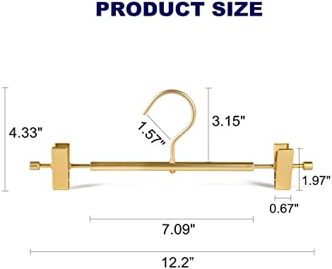 Amber Home 10 Pack Matte Gold Aluminum Pants Hangers, Metal Skirt Hangers