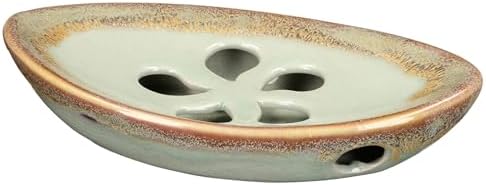 Ceramic Soap Dish with Self Draining Tray for Bar Soap, Bathroom, Kitchen (Pastel Blue)