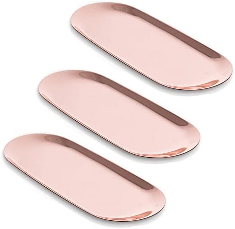 Rose Gold Stainless Steel Tray Set of 3, 9 Inch Medium Vanity