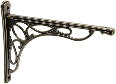 2 PCS 10 Inch Bracket Shelf Brackets Cast Iron Metal Corbels Ancient European Style Antique Brass