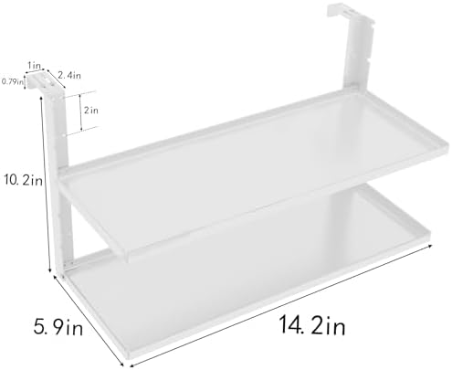 Office Cubicle Shelf - 13.8'' x 5.9'' Dual-Tier Storage Organizer Floating Corner Rack Hanging Shelf Height Adjustable H