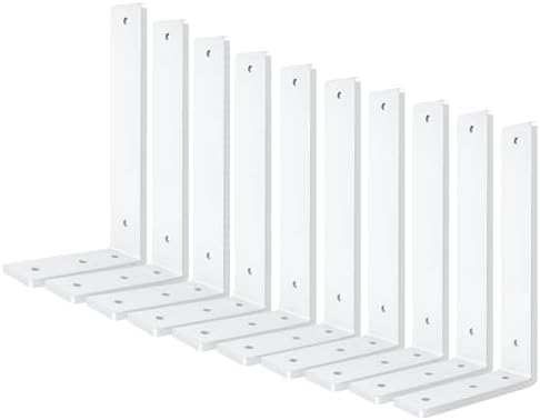 White Floating Shelf Bracket 14 Inch, 10 Pack Heavy Duty Shelf Brackets, Wall Shelf Bracket for DIY Decorative with Moun