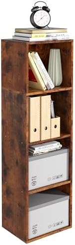 Wooden 4 Cube Storage Organizer, 4 Tier Storage Cubes Storage Display Cubby, Freestanding DIY Closet Shelving Unit for L