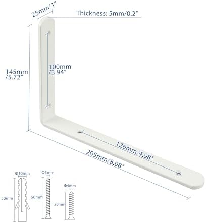 Mooche White Shelf Brackets, Heavy Duty Floating Shelf Bracket for Wood Shelves, Wall Mounted Metal L Brackets, Wall She