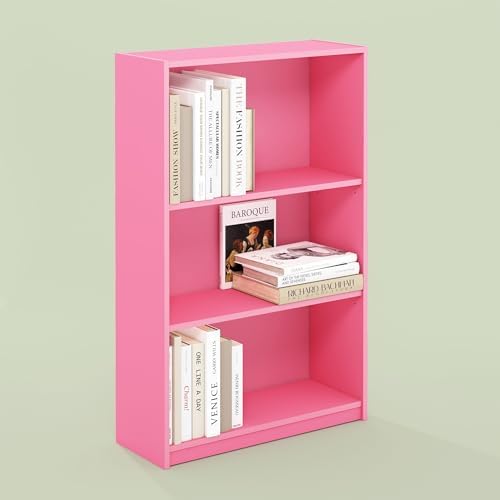 Frei Bookcases, Bookshelf, 40 Inch Tall 3 Tier Display Bookcase, with Adjustable Shelves, for Home Office, Living Room, 