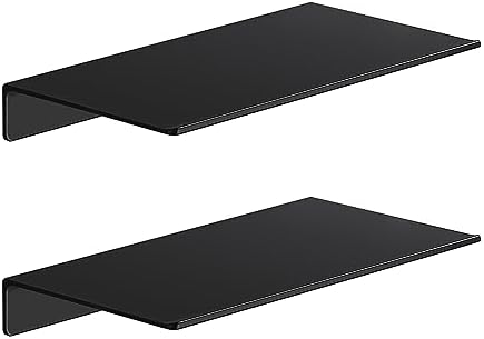 Danpoo 8 inch Small Floating Shelves for Wall Organizer & Storage, Mini Display Shelves, Metal Wall Shelves for Bathroom