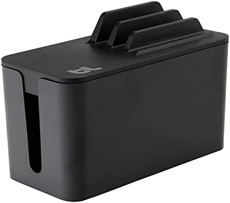 Bluelounge CableBox Mini Station Black Cable and Cord Management System - Small Surge Protector Included