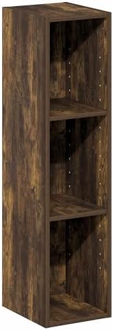 Furinno Fulda Book Shelf, 3-Tier Narrow Bookshelf, Bookcase with 8-in Width Storage Shelf, 9.3 x 7.9 x 31.5, for Living 