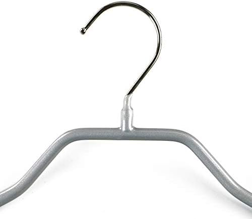 Mawa by Reston Lloyd BodyForm Series Non-Slip Space-Saving Clothes Hanger with Bar for Pants, 16 1/2", Style 42/LS, Set of 2, Silver