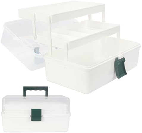 WEWLINE 13-Inch Art Box Organizer 3-Layer Craft Storage Organizer Sewing Kit Box with Handle Art Bin for Home,School,Off