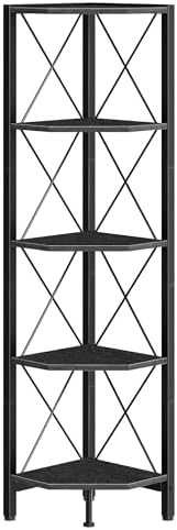 CHOEZON 5-Tier Corner Shelf, Corner Bookcase, 55.2" Tall Vertical Display Rack, Plant Stand, Open Storage Shelf, for Liv