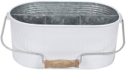 Alpha Living Home White Silverware Organizer, Farmhouse Cutlery Holder Tray
