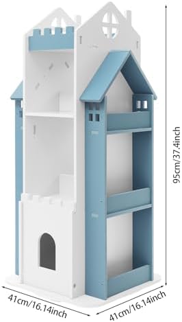 4-Tier Rotating Children's Bookshelf,Floor Standing Bookcase,360 Display Storage Rack,Book Display Shelf for Living Room