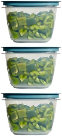 Rubber maid Storage Containers, Easy Find Lids, Teal, 7 cup, Flex & Seal, Leak Proof Lids, Food Storage Set, Clear Meal 