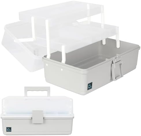WEWLINE 3-Layers Plastic Portable Storage Box,Household Plastic Craft Supply Box with Handle,Multifunctional Storage Box