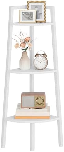 Hoctieon Corner Shelf, 3-Tier 40" Tall Corner Bookshelf, Rustic Ladder Shelf, Industrial Display Stand for Living Room, 