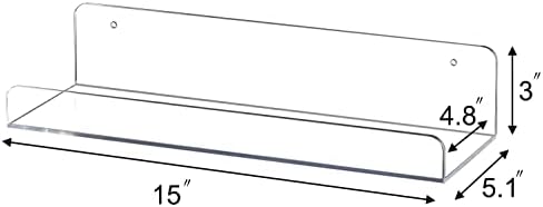 Sooyee 6 Pack Floating Shelves,15 Inch Acrylic Shelves Floating Bookshelf,Funko Pop Display Shelf, Invisible Picture Led