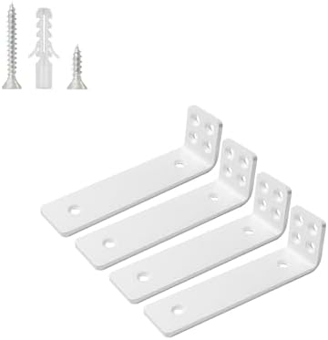 Shelf Brackets 6 inch, Heavy Duty Shelf Bracket 4 Pack L Brackets White Metal Wall Bracket for Shelves Support Bracket w