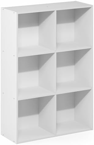 Furinno LUDER Book Shelf, 6-Cube Bookshelf, Bookcase with Open Shelves, 9.5 x 24.6 x 35.4, for Living Room, Bedroom, Hom