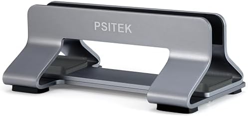 Aluminum Vertical Laptop Stand Dock Holder, Adjustable Slot Width 12-42mm, Space-Saving Upright Storage for MacBook and 