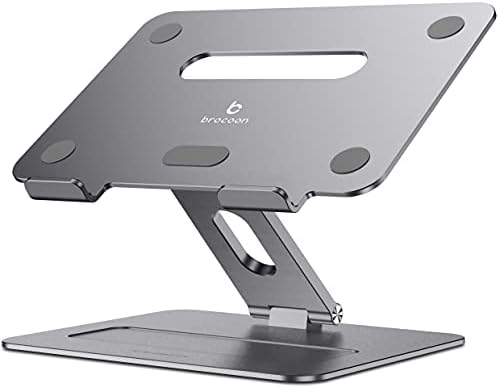 Adjustable MacBook Laptop Stand for Desk | Ergonomic Aluminum Laptop Riser with Heat-Vent, Compatible for 10-17" Laptops