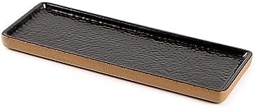 Vanity Tray with Brown Trim, Candle Tray, Bathroom Countertop Perfume Holder Organizer, Decorative for Dresser, Table, C