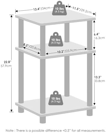 Furinno Turn-N-Tube Storage Shelves, Stackable Standing Shelf, Open Corner Shelf, for Organization and Storage, Living R