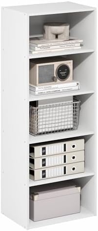 5-Tier Bookcase, Bookshelf with Open Shelf, Cube Storage Organizer Book Shelf, 11 x 17 x 44, for Bedroom, Home Office, L