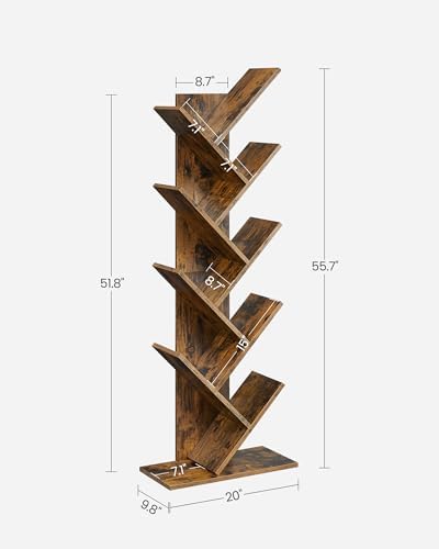 VASAGLE Tree Bookshelf, 5 Tiers, 20 x 9.8 x 55.7 Inches