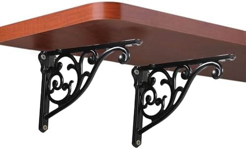 Heavy Duty Solid Stand,12 Inch 2 Pack Black,Right Angle Wall Panel Support Bracket,Decorative Shelf Bracket,Heavy Duty V