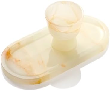 Natural Marble Decorative Tray for Countertop Organizer,Vanity Tray Trays for Jewelry Perfume Candle, Luxury Oval Stone 