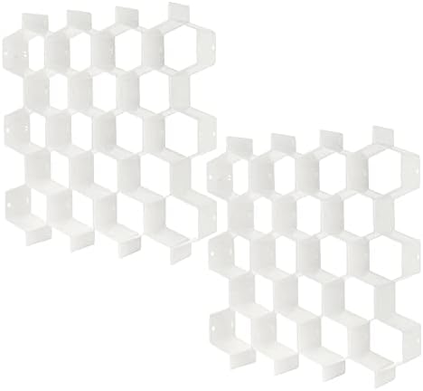 Poeland Drawer Divider Organizer 8pcs DIY Plastic Grid Honeycomb Drawer Divider White 2 Pack
