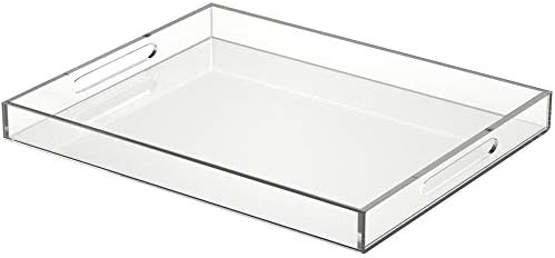 NIUBEE Acrylic Serving Tray 16x20 Inches -Spill Proof- Clear Decorative Tray Organiser for Ottoman Coffee Table Countert
