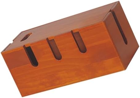 Wood Cable Management Box for Desk Cord Storage and Tidy Desktop