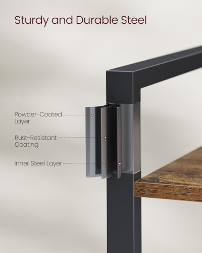 VASAGLE 3-Tier Bookshelf, Bookcase Book Shelf with Steel Frame