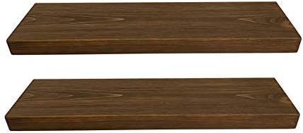 Joel’s Antiques - Set of Two 30 Inch Wooden Floating Shelves for Wall - 30x6x2 in - Made of Natural Wood - Heavy Duty Ru