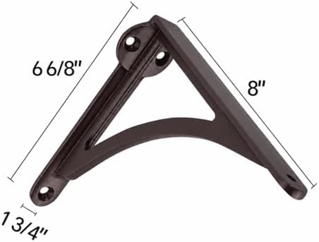 Khtumeware 100% Solid Brass Decorative Shelf Brackets, 8-inch Wall-Mounted Shelving Brackets, 2-Pack Oil Rubbed Bronze V