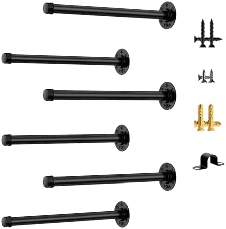 6 Pack Pipe Shelf Bracket 12 Inch Floating Shelving Bracket