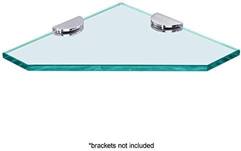 Dulles Glass 10" x 10" Pentagon Glass Corner Shelf - Shelf Only - Tempered - 3/8" Thick - Flat Polished Glass