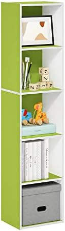 Furinno PASIR Book Shelf, 5-Tier Modern Bookshelf, Open Shelves Bookcase 9 x 12 x 52, Easy Assembly, for Living Room, Be