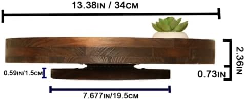 13.38 Inch Brown Round Wood Lazy Susan Farmhous Turntable Tray