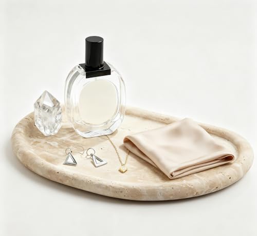 Natural Travertine Tray, Special-Shaped Jewelry Tray, Marble Ring Dish for BathroomCountertop, Nightstand,Dressing Table