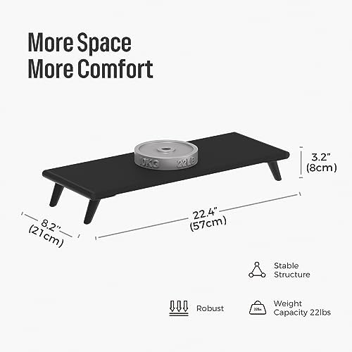 loukin Monitor Stand Riser for Desk, 22.4" × 8.2" Computer Stand, Black