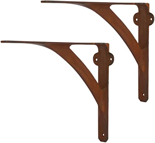 A29 Iron Wall Shelf Brackets, 7.38 x 9.88 in, Rust, Set of 2