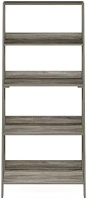 Furinno Ladder Bookcase Display Shelf, 5-Tier, French Oak