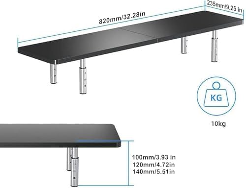 suptek Dual Monitor Stand Riser,Large Monitor Laptop Stand Riser 3 Adjustable Heights Computer Stand for Laptop, Printer