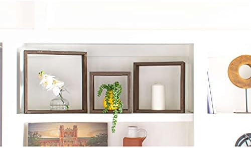 BARNWOODUSA Espresso Rustic Shelves, Square Floating Wood Shadowbox, Home