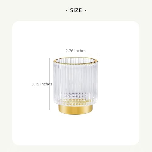 Makeup Brush Holder Organizer,Toothbrush Holders,Desk Pen Pencil Holder,Multifunctional Vintage Glass Brush Cup（S/White/