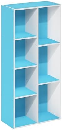 Furinno LUDER Book Shelf, 7-Cube Bookshelf, Bookcase with Open Shelves, 9.4 x 19.5 x 41.7, Easy Assembly, for Living Roo