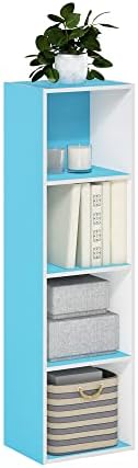 Furinno PASIR Book Shelf, 4-Tier Modern Bookshelf, Open Shelves Bookcase 9 x 12 x 42, Easy Assembly, for Living Room, Be